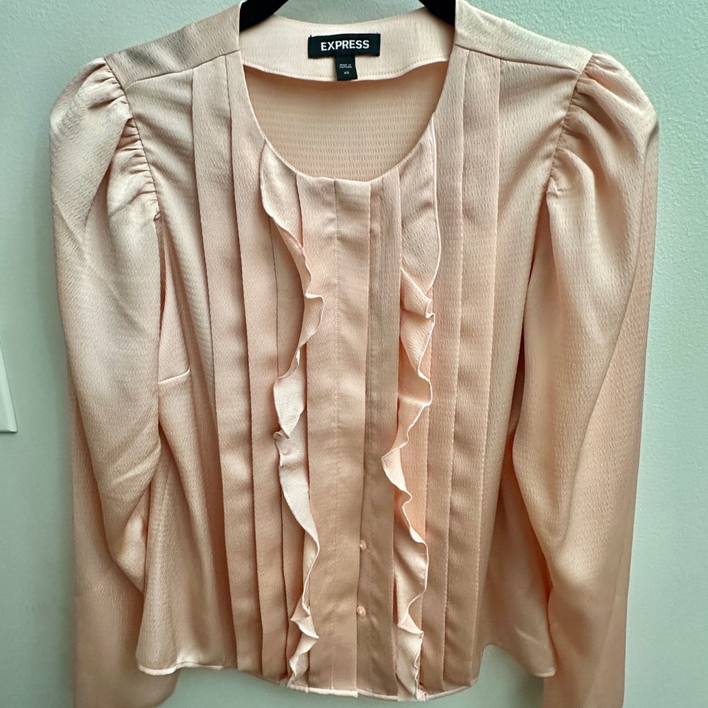 Express Women's Blush Ruffle Blouse